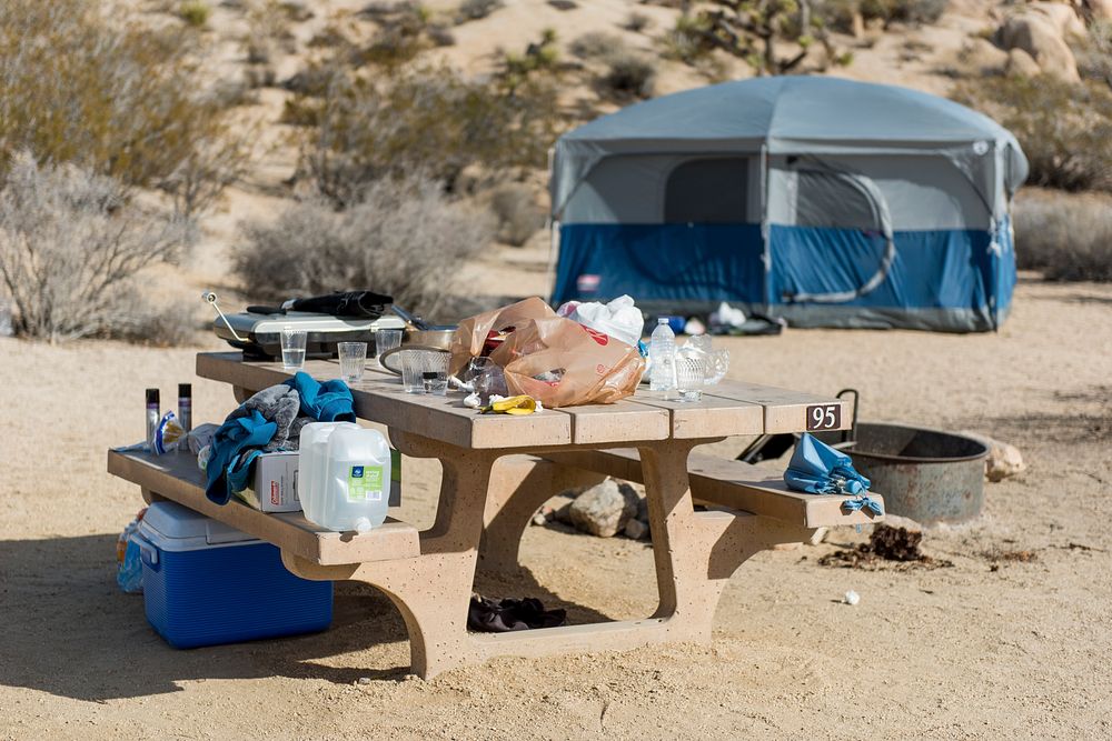 Campsite in desert area