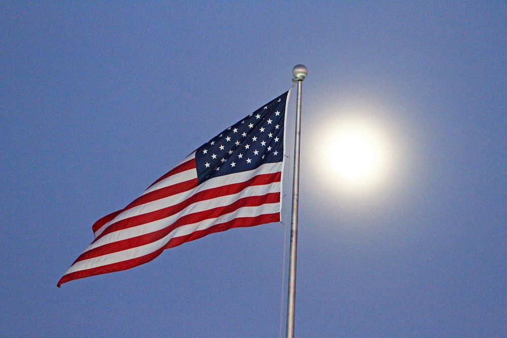American flag, daytime sunlight. Original public domain image from Flickr
