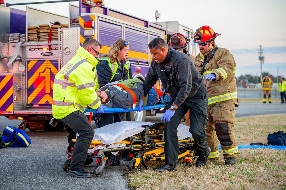 Live disaster drill at the Pitt-Greenville Airport, March 22, 2019. Photo by Aaron Hines. Original public domain image from…