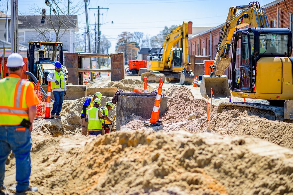 Town Creek Culvert at the intersection construction, Greenville, NC, March 28-29, 2019. Original public domain image from…