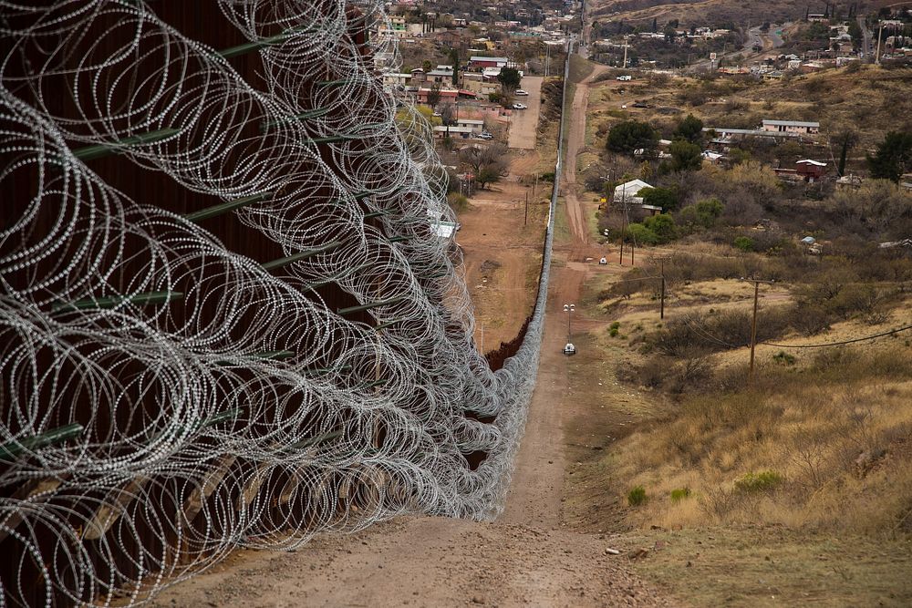 Nogales Border Wall and Concertina Wire