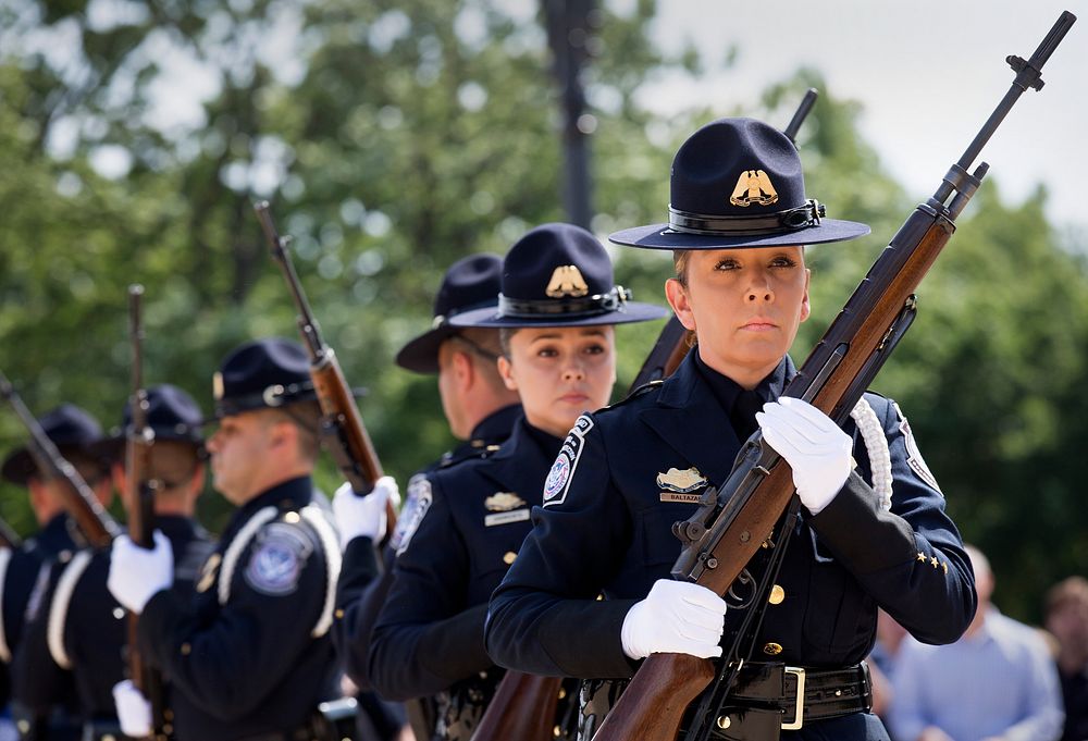 Members of the U.S. Customs and Border Protection, Office of Field Operations, Honor Guard perform in the Steve Young Honor…