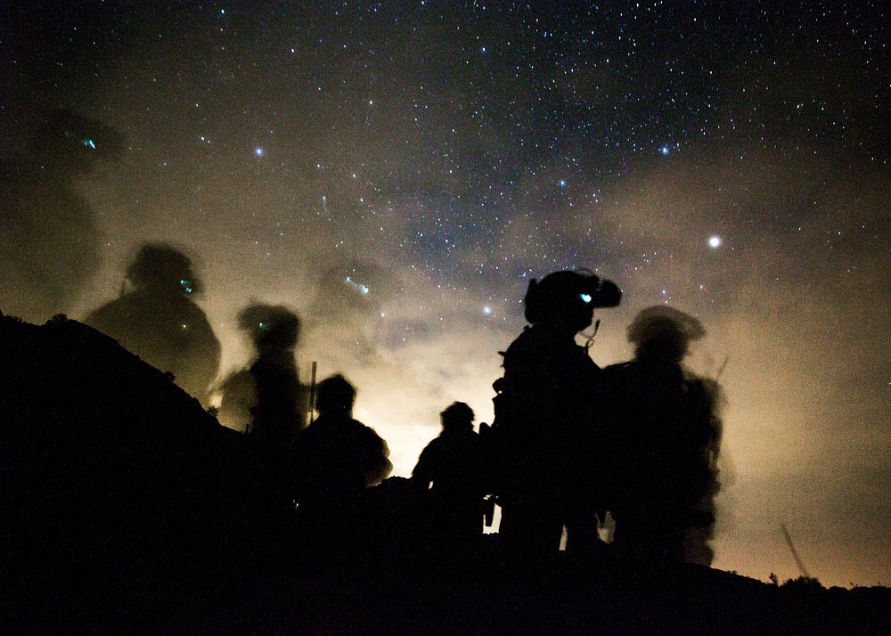 U.S. Marines with 1st Marine Raider Battalion, Marine Raider Regiment, Marine Corps Forces Special Operations Command, await…