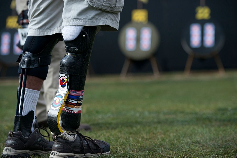 A lone Team U.S. member observes an archery target during the 2017 Invictus Games at the Fort York Historical Site in…