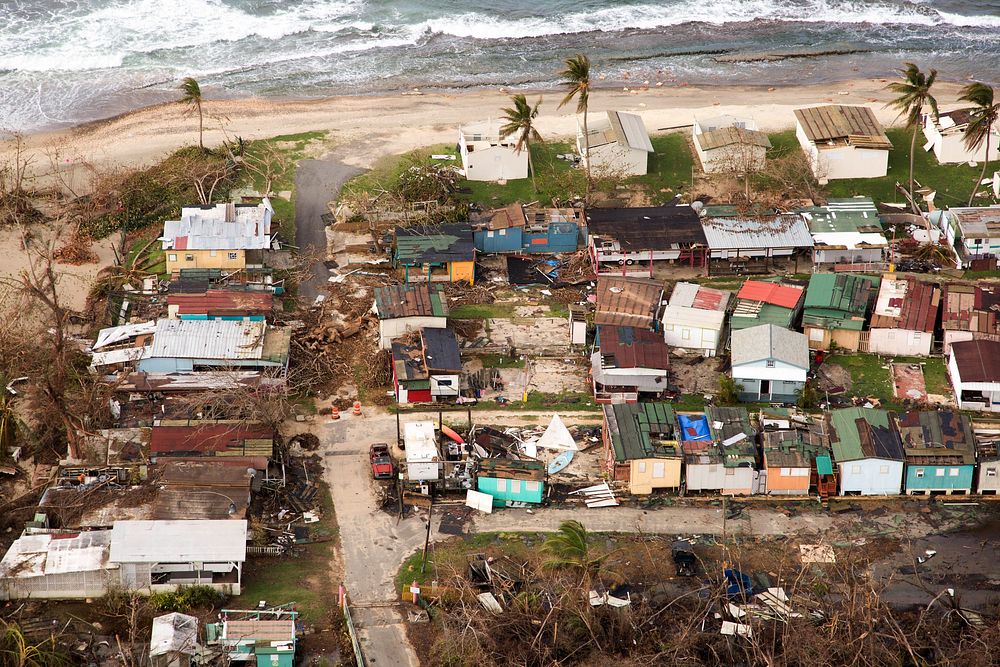 An aerial view of the damage left behind after Hurricane Maria is seen from a U.S. Customs and Border Protection, Air and…
