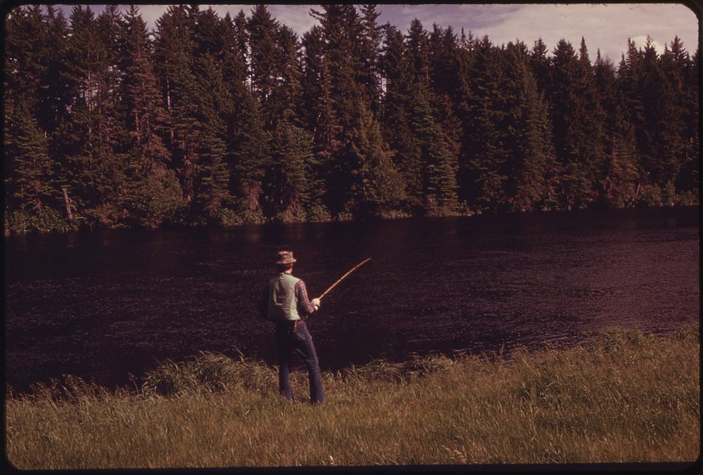 Fishing in the Androscoggin River, 06/1973. Original public domain image from Flickr