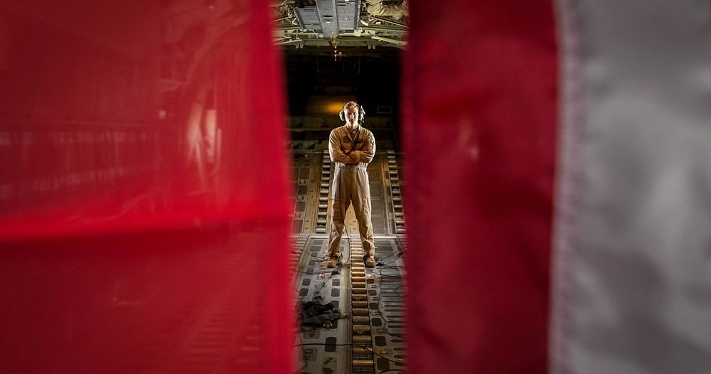 U.S. Marine Corps Cpl. Jordan Lamb, a crewmaster with Marine Aerial Refueler Transport Squadron (VMGR) 352, Special Purpose…