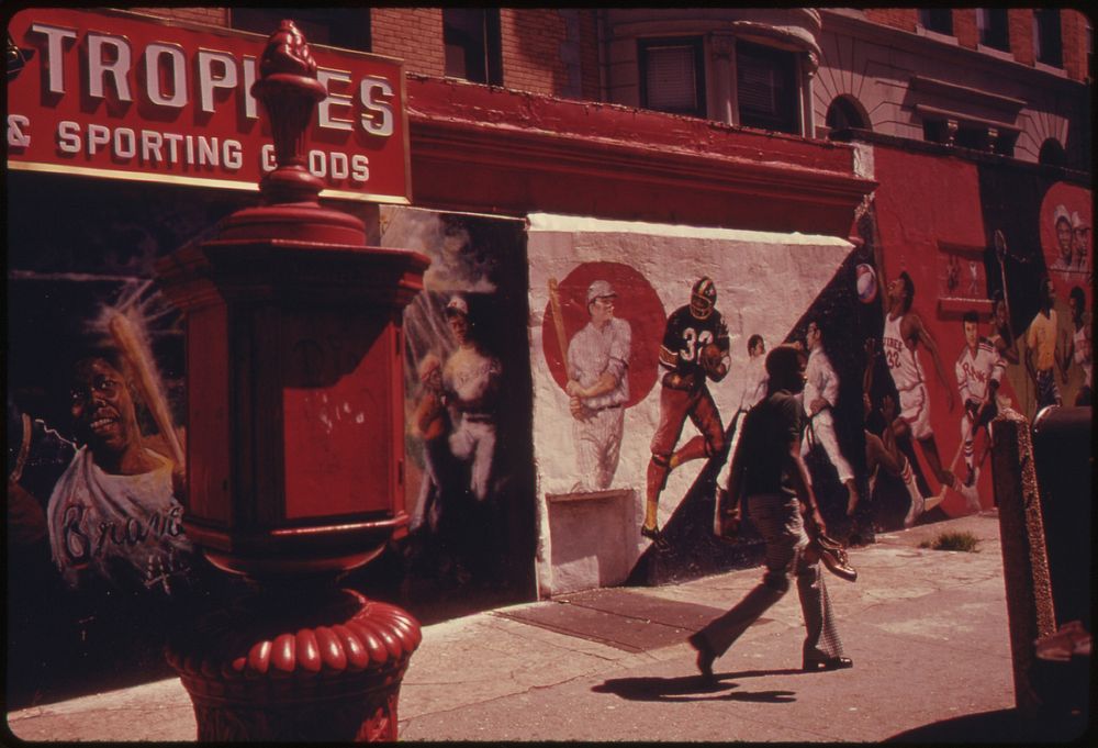 Black Sports Heroes Are the Motifs in These Wall Paintings on Nostrand Avenue in Brooklyn, New York City. The Inner City…