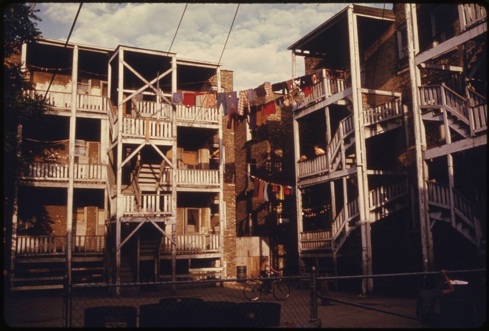 Housing and Back Porches in the Inner City of Uptown Chicago, Illinois, a Neighborhood of Poor White Southerners.