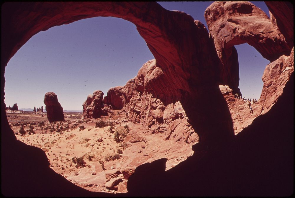 Double Arch in Window Section of Arches National Park, 05/1972. Original public domain image from Flickr