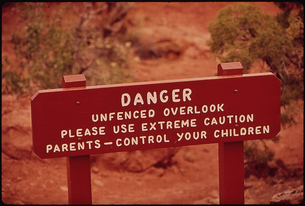 Danger sign at Canyonlands. Original public domain image from Flickr