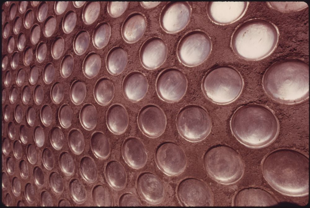 Detail of a Wall in an Experimental Home Built of Aluminum Beer and Soft Drink Cans near Taos, New Mexico. Original public…