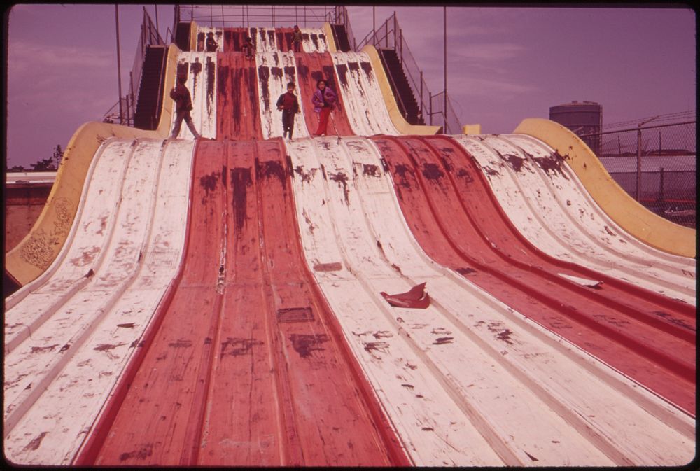 Abandoned "Giant Slide" at Coney Island Marks Decline of Area's Recreational Use 05/1973. Photographer: Tress, Arthur.…