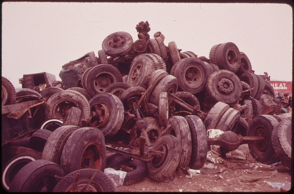 Old Tires Heaped Up at Site of Controversial Landfill Operation in the Spring Creek Area of Jamaica Bay 05/1973.…