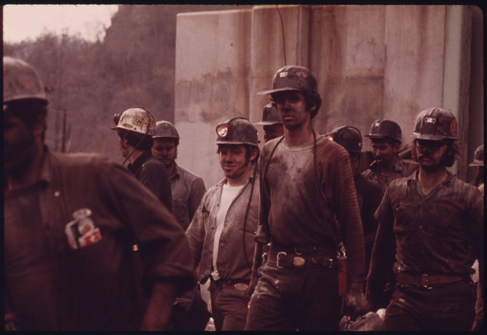 Miners Just Leaving the Elevator Shaft of Virginia-Pocahontas Coal Company Mine #4 near Richlands, Virginia at 4 P.M. There…