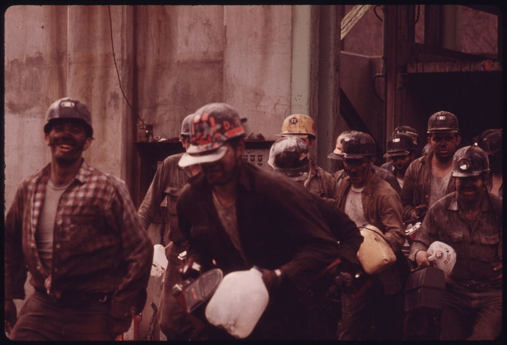 Miners Just Leaving the Elevator Shaft of Virginia-Pocahontas Coal Company Mine #4 near Richlands, Virginia at 4 P.M. There…