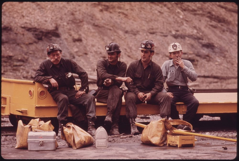 Group of Miners Waiting to Go to Work on the 4 P.M. to Midnight Shift at the Virginia-Pocahontas Coal Company Mine #4 near…