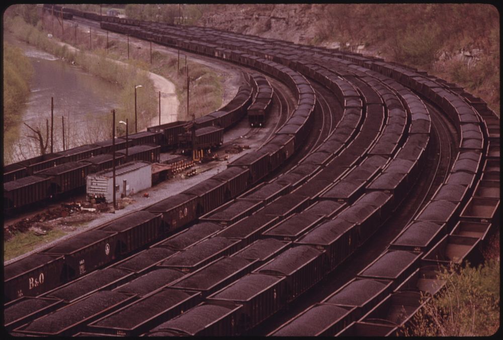 A Portion of the Rail Yards at Danville, West Virginia, near Charleston Loaded with Coal Cars Ready to Be Hauled to…
