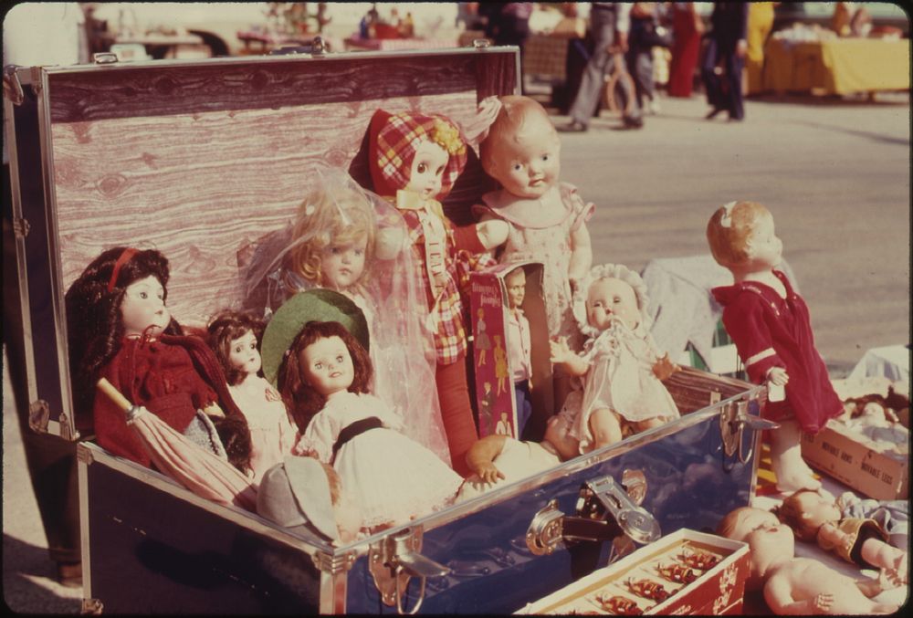 Assortment of Dolls at a Flea Market in White Cloud, Kansas near Troy. It Is Sponsored by the Ma Hush Ka (White Cloud)…