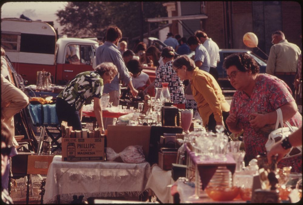 Flea Market Browsers at White Cloud, Kansas, near Troy, in the Northeast Corner of the State.