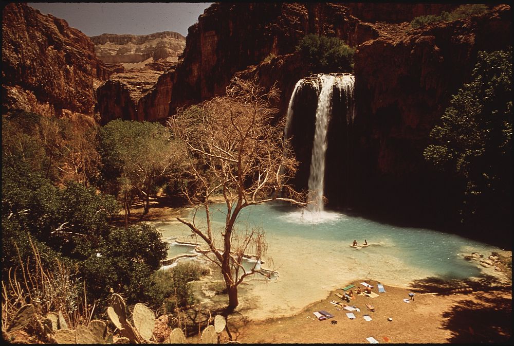 Bathers Enjoy the Havasu Falls. Owned By the National Park Service (Though It Is on the Havasupai Reservation) This Natural…