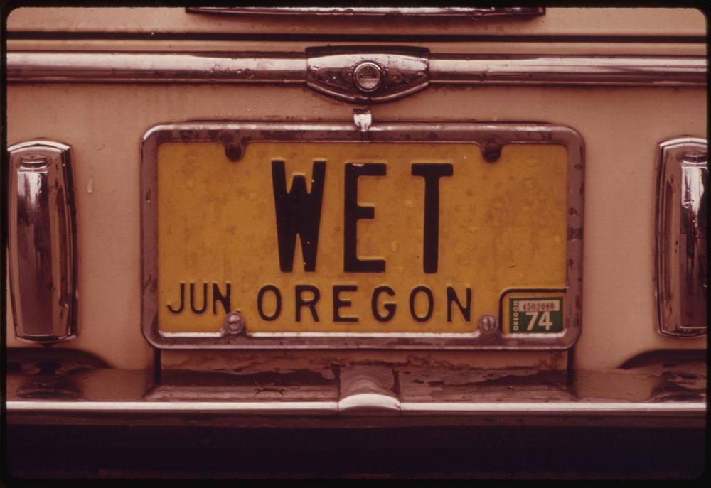 An Oregon Personalized License Plate with the Letters "Wet" However, Lack of Rain Created a Serious Energy Crisis in the…
