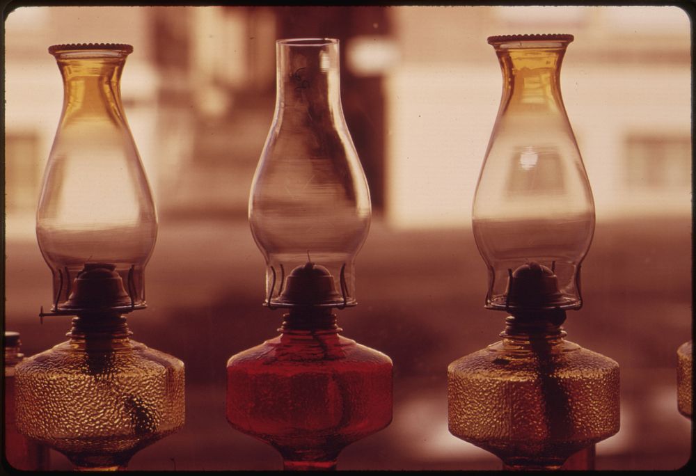 Kerosene Lamps Such as These in a Business Window, Became Best Sellers During the Energy Crisis in the Pacific Northwest…