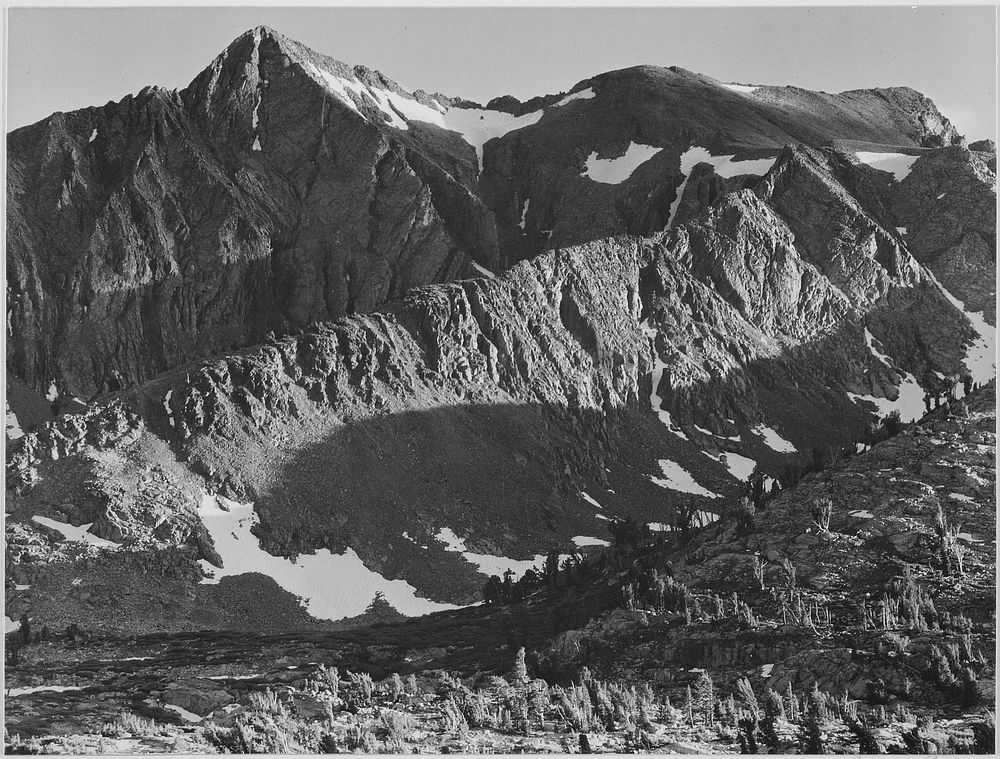 "Peak above Woody Lake, Kings River Canyon (Proposed as a national park)," California, 1936. Photographer: Adams, Ansel…