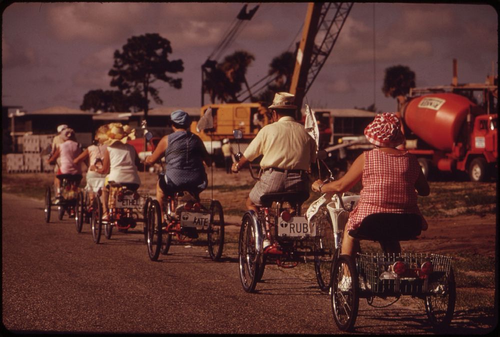 Tricycle Club of the Century Village Retirement Community Meets Each Morning. Photographer: Schulke, Flip, 1930-2008.…