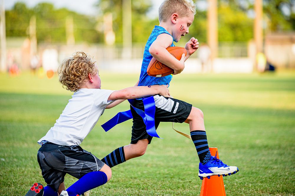 Youth Flag Football skills assessment and coaches draft at Jaycee Park, September 12, 2019, North Carolina, USA. Original…