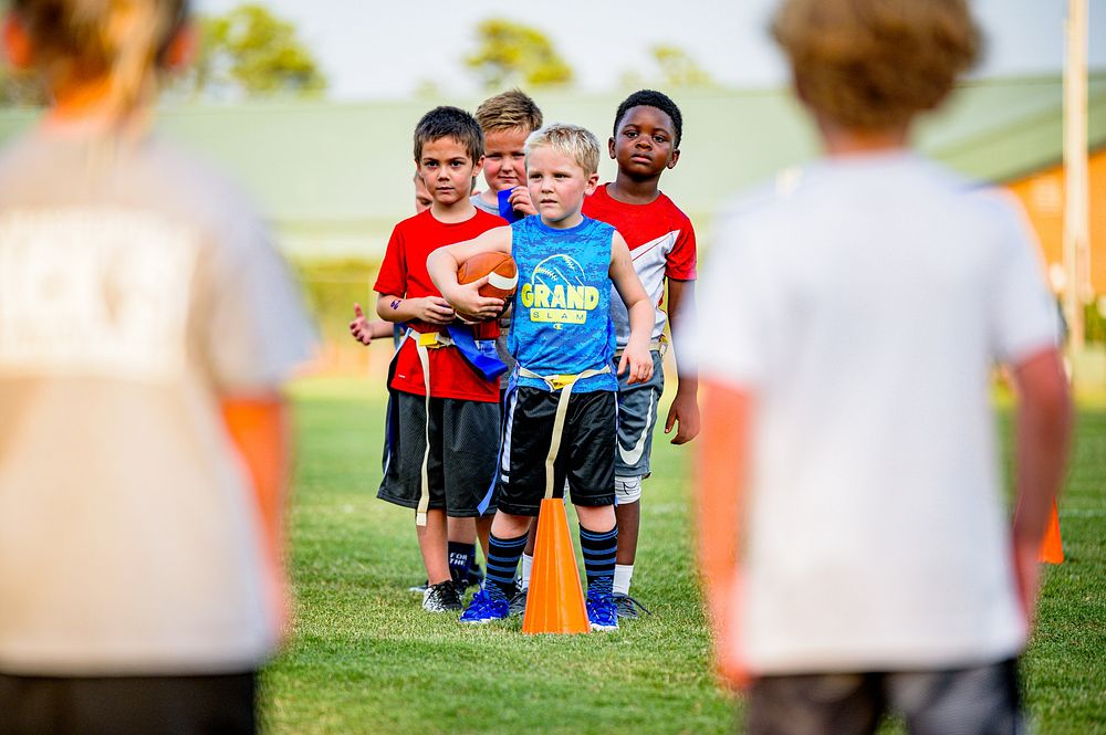 Youth Flag Football skills assessment and coaches draft at Jaycee Park, September 12, 2019.