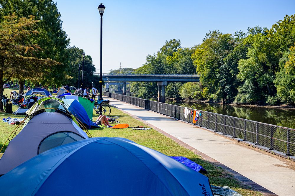 Tents by river