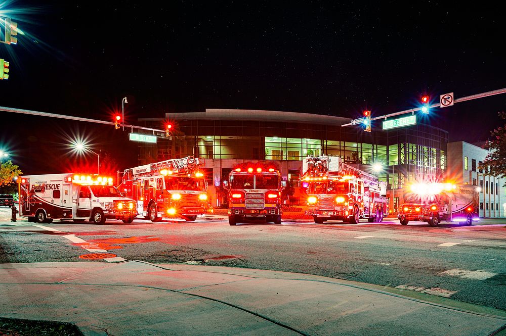 Greenville fire rescue vehicles, location unknown, date unknown. Original public domain image from Flickr