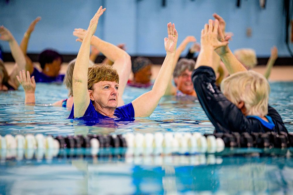 Fitness programming at Greenville Aquatics & Fitness Center, January 6, 2020, North Carolina, USA. Original public domain…