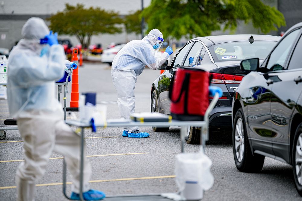 COVID-19 at the drive-thru test center at WalMart on Greenville Boulevard on Wednesday, May 13, 2022, North Carolina, photo…