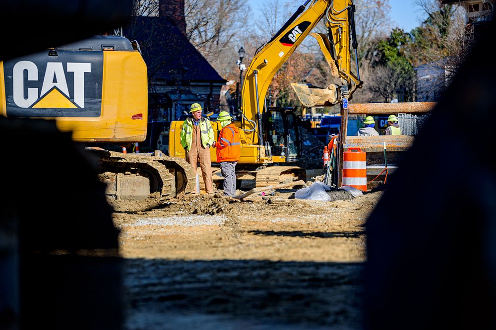 Town Creek Culvert construction along Reade Circle at Evans and Cotanche Streets, December 20, 2019. Original public domain…