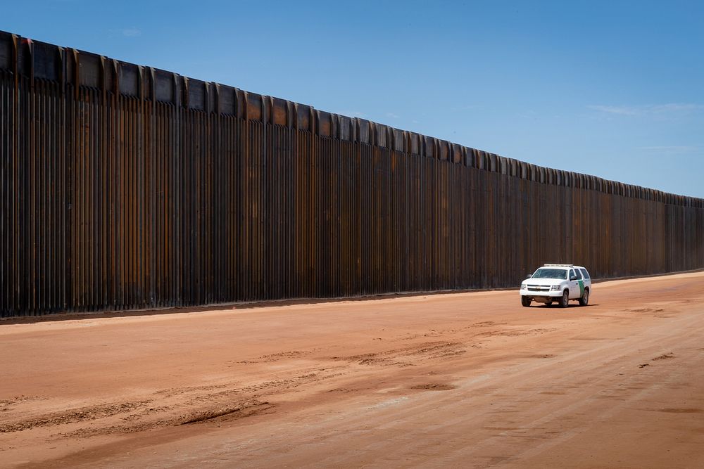 Recently constructed panels at the new border wall system project near Naco, Arizona on August 12, 2020.