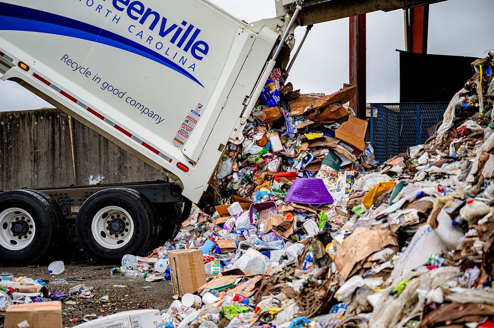 Greenville Public Works Recycling Coordinator audits a recycling collection on Monday, October 12, 2020. Original public…