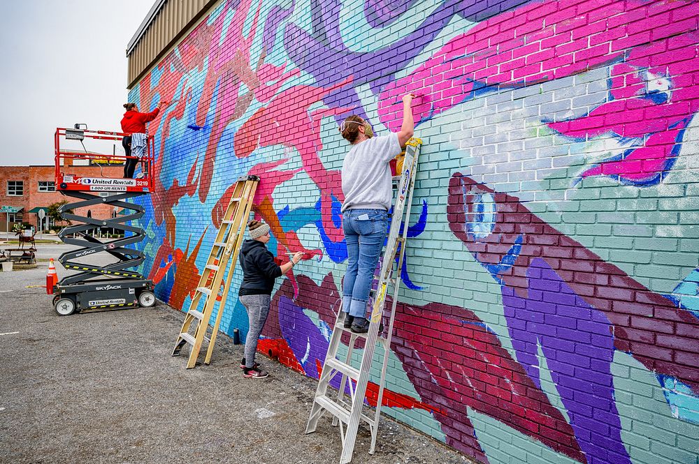 ArtLab MuralVolunteers assist with painting a new mural on the side of the ArtLab on Dickinson Avenue on Friday, November 6.…