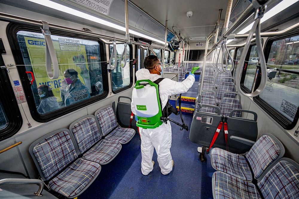 GREAT bus sanitizing, December 4, 2020, North Carolina, USA. Original public domain image from Flickr