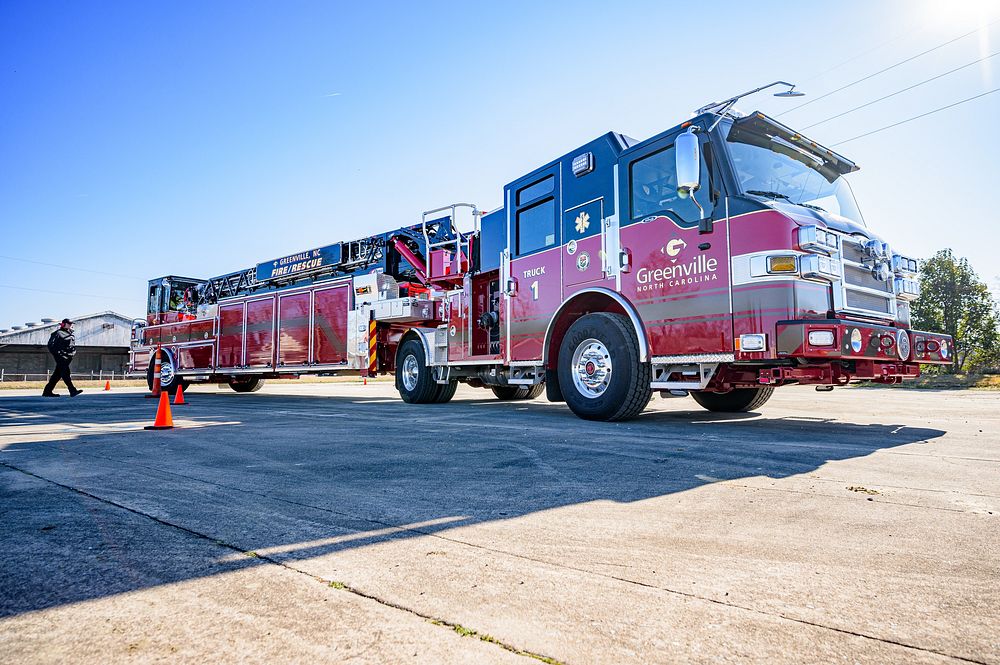 Fire rescue tiller truck training, location unknown, January 15, 2021. Original public domain image from Flickr