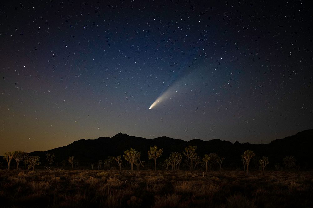Comet in dark sky