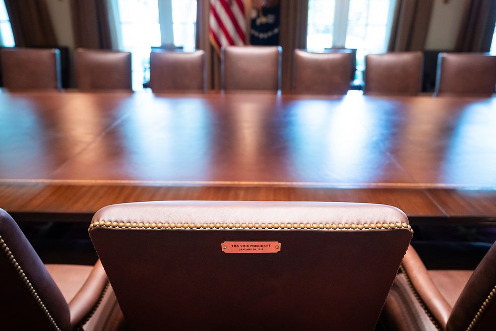 Vice President&rsquo;s chair in Cabinet Room. Original public domain image from Flickr