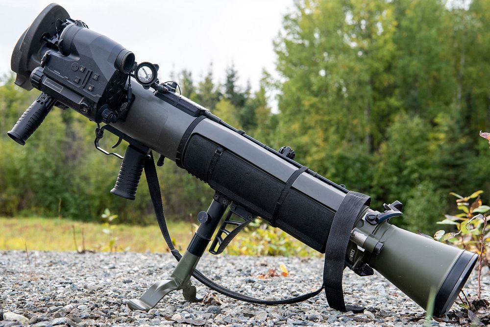 Carl Gustaf, breech-loading, 84 mm recoilless rifle. Original public domain image from Flickr