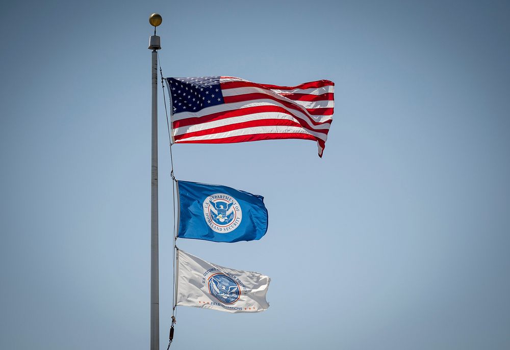 American and homeland Security flag. Original public domain image from Flickr