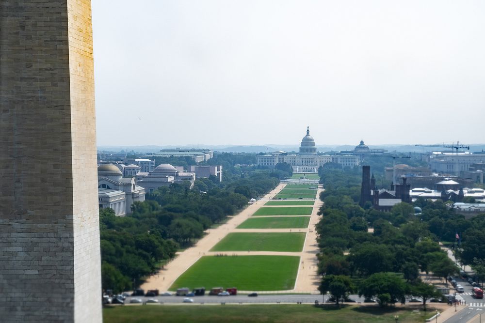 A view of the National Mall from Marine One. Original public domain image from Flickr