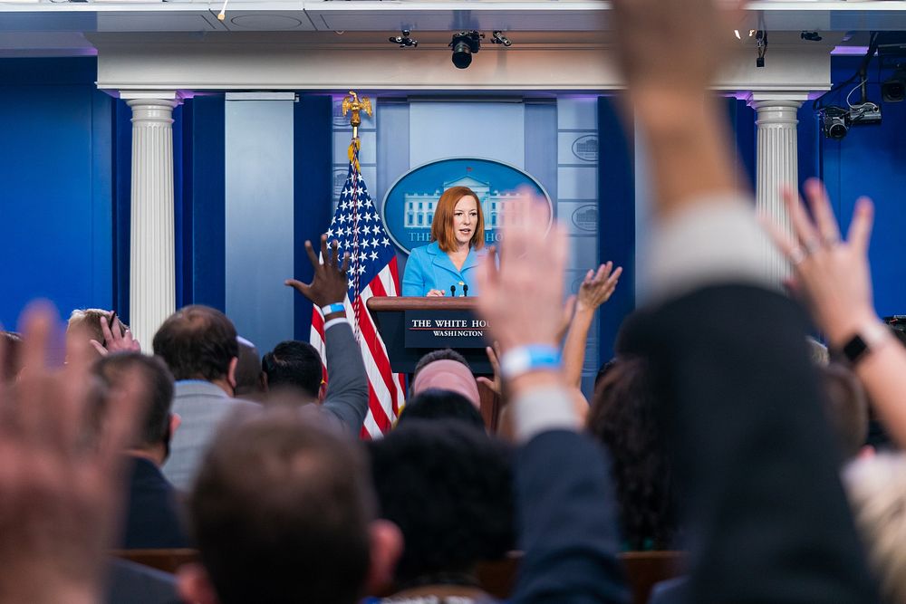 White House Press Secretary Jen Psaki holds a press briefing on Tuesday, August 10, 2021. (Official White House Photo by…