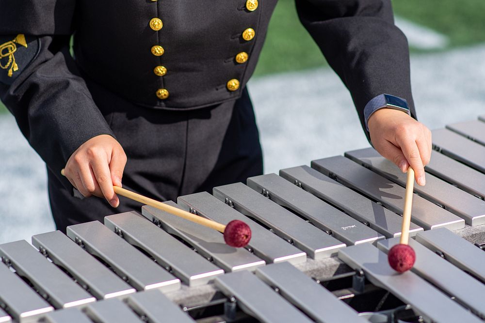 Glockenspiel, musical instrument, marching band. Original public domain image from Flickr