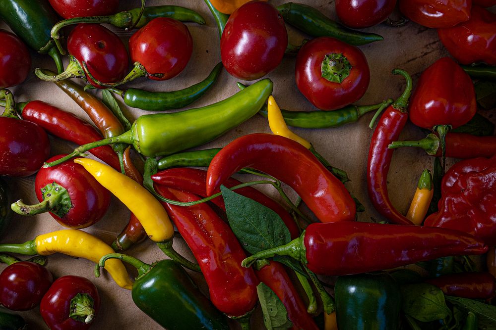 Red hot peppers. Original public domain image from Flickr