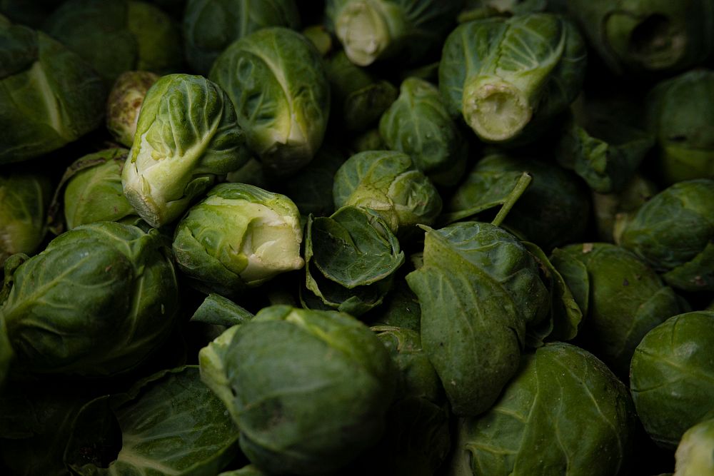 Brussel Sprouts, fresh vegetable background. Original public domain image from Flickr
